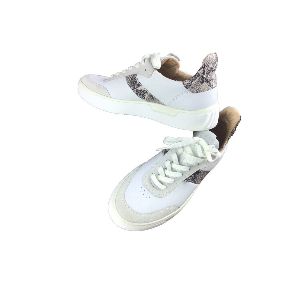 ECCO Tray Street Women Off-White/Gray/Animal Print Shoes Sneakers Sz US 10-10.5
